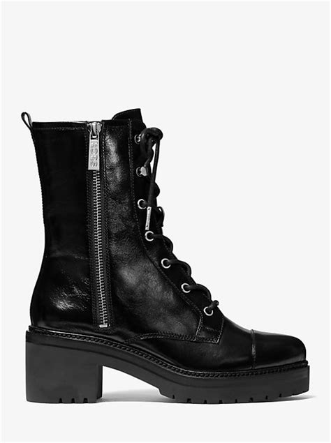 anaka lace up boot michael michael kors|Anaka Crinkled Leather Combat Boot .